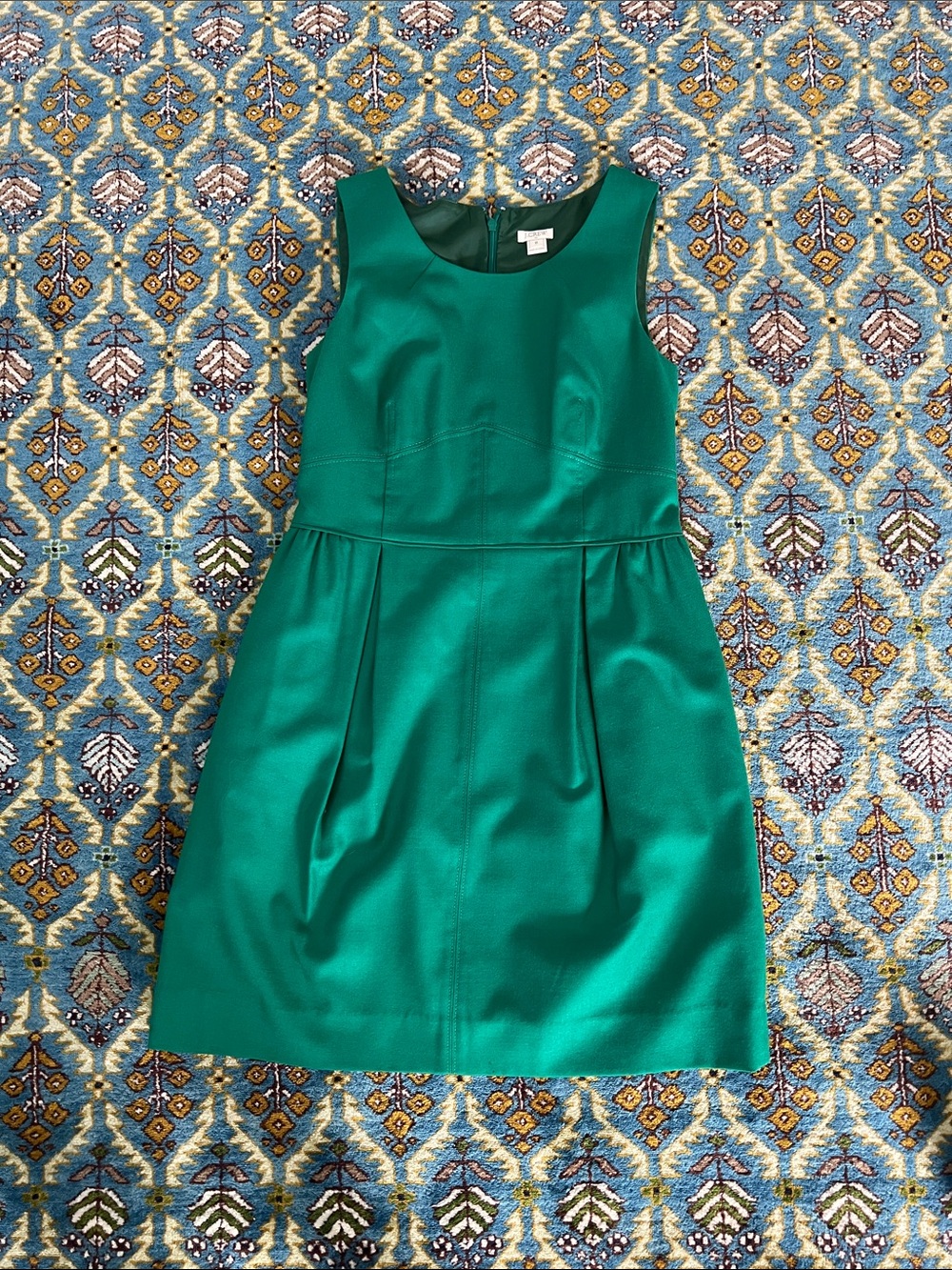 J. Crew women’s Emerald/kelley Sleeveless Fit-and-Flare Dress